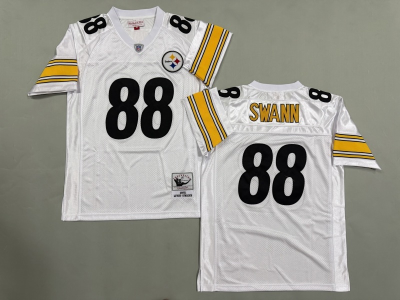 Men 2025 Pittsburgh Steelers 88 Swann white Throwback Limited NFL Jersey style 001